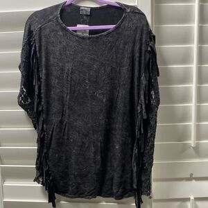 Black distressed mineral dye top